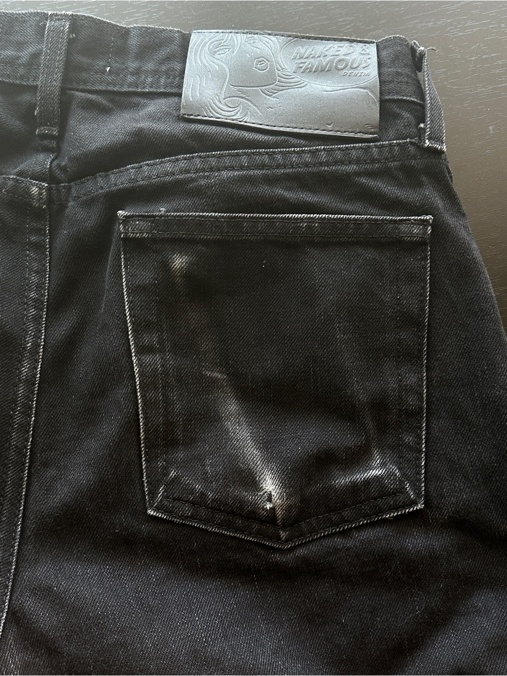 Naked & Famous Solid Black Selvedge Denim Jeans Weird Guy - Picture 7 of 8